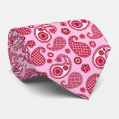 Paisley Pattern, Peppermint Pink and White Stropdas (Opgerold)
