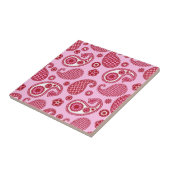 Paisley Pattern, Peppermint Pink and White Tegeltje (Zijkant)