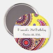 Paisley Pattern, Persian Paisley, Birthday Party Magneet (Voorkant / Achterkant)