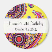 Paisley Pattern, Persian Paisley, Birthday Party Magneet (Voorkant)