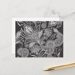 Paisley Pattern, Persian Paisley, Black and White Briefkaart