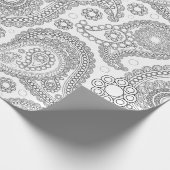 Paisley Pattern, Persian Paisley, Black and White Cadeaupapier (Hoek)