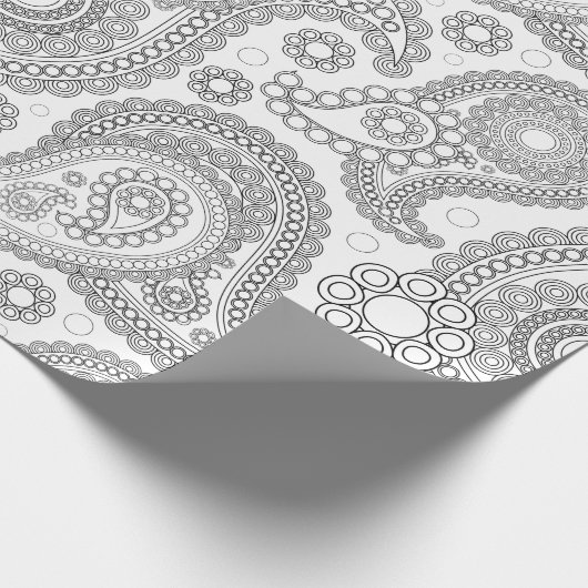Paisley Pattern, Persian Paisley, Black and White Cadeaupapier (Hoek)