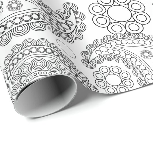 Paisley Pattern, Persian Paisley, Black and White Cadeaupapier (Rol Hoek)