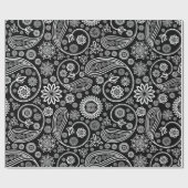 Paisley Pattern, Persian Paisley, Black and White Cadeaupapier (Vlak)