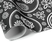 Paisley Pattern, Persian Paisley, Black and White Cadeaupapier (Rol Hoek)