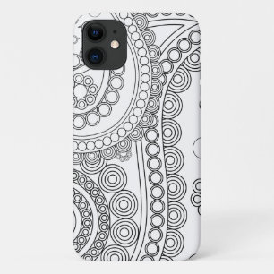 Paisley Pattern, Persian Paisley, Black and White iPhone 11 Hoesje