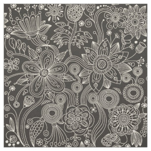 Paisley Pattern, Persian Paisley, Black and White Stof
