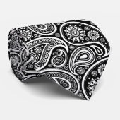 Paisley Pattern, Persian Paisley, Black and White Stropdas (Opgerold)