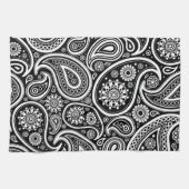 Paisley Pattern, Persian Paisley, Black and White Theedoek (Horizontaal)
