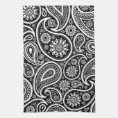 Paisley Pattern, Persian Paisley, Black and White Theedoek (Verticaal)