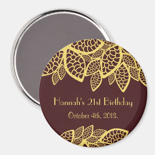 Paisley Pattern, Persian Paisley, Boteh, Birthday Magneet (Voorkant / Achterkant)