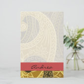 Paisley Pattern, Persian Paisley, Boteh, Jouw naam Briefpapier (Staand voorkant)