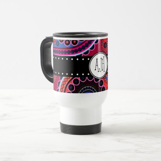 Paisley Pattern, Persian Paisley, Boteh, Monogram Reisbeker (Voorkant links)