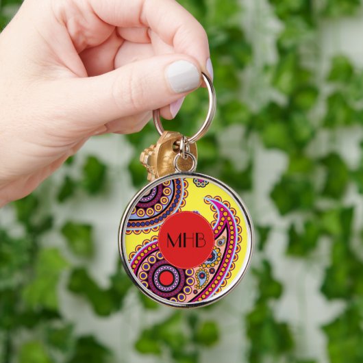 Paisley Pattern, Persian Paisley, Boteh, Monogram Sleutelhanger (Hand)