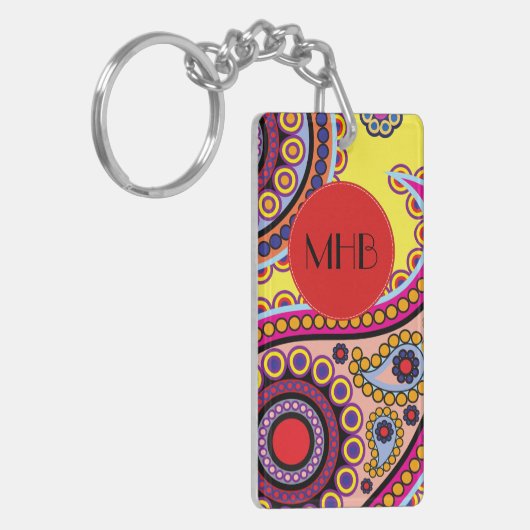 Paisley Pattern, Persian Paisley, Boteh, Monogram Sleutelhanger (Voorkant Links)