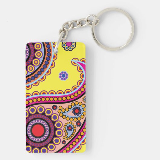 Paisley Pattern, Persian Paisley, Boteh, Monogram Sleutelhanger (achterkant)