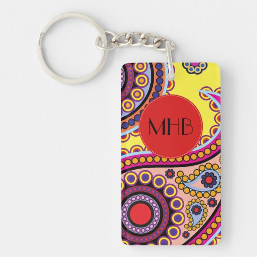 Paisley Pattern, Persian Paisley, Boteh, Monogram Sleutelhanger (Voorkant)
