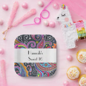 Paisley Pattern, Persian Paisley, Boteh, Sweet 16 Papieren Bordje (Feest)