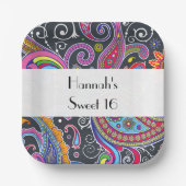 Paisley Pattern, Persian Paisley, Boteh, Sweet 16 Papieren Bordje (Voorkant)