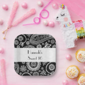 Paisley Pattern, Persian Paisley, Boteh, Sweet 16 Papieren Bordje (Feest)