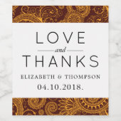 Paisley Pattern, Persian Paisley, Boteh, Wedding Wijn Etiket (Enkel label)