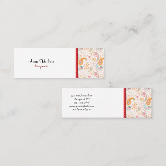 Paisley Pattern, Persian Paisley, Oriental Paisley Mini Visitekaartje (Voorkant / Achterkant)