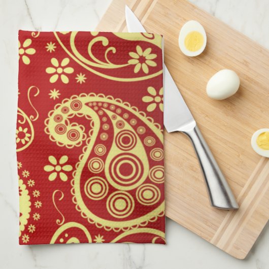 Paisley Pattern, Persian Paisley, Oriental Paisley Theedoek (Quarter Fold)