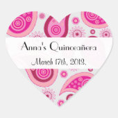 Paisley Pattern, Persian Paisley, Quinceanera Hart Sticker (Voorkant)