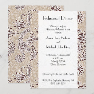 Paisley Pattern, Persian Paisley, Rehearsal Dinner Kaart