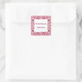  Paisley Pattern Pinks Witte Bloemen Vierkante Sticker (Tas)