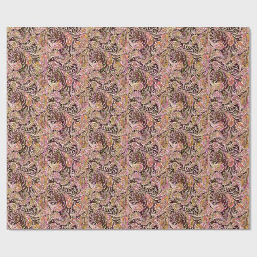 Paisley Pattern Plum Pink Green Cadeaupapier (Vlak)