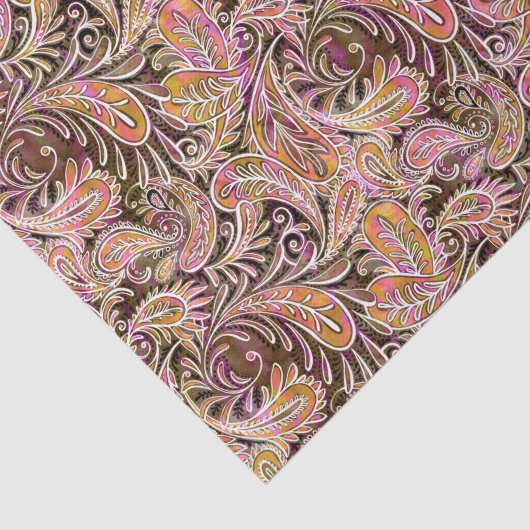 Paisley Pattern Plum Pink Green Tissuepapier (Detail)