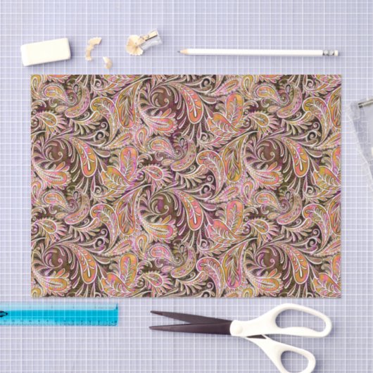 Paisley Pattern Plum Pink Green Tissuepapier (Craft)