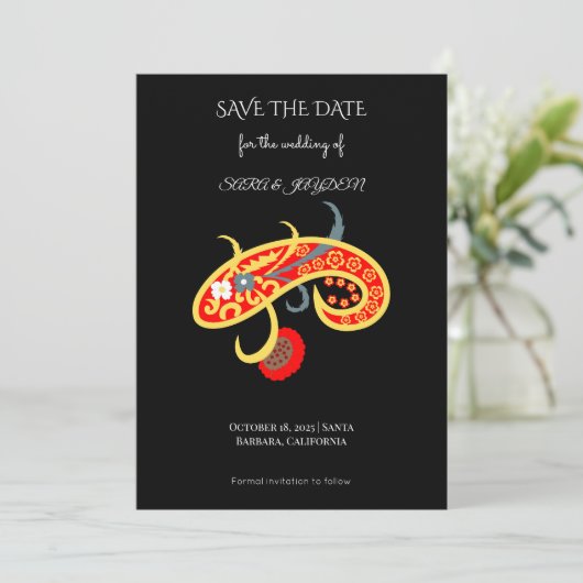 Paisley Pattern Poster – Boho Floral Mandala Art Save The Date (Staand voorkant)