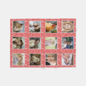 Paisley Pattern Red Custom 12 Family Photo Collage Fleece Deken (Voorkant (Horizontaal))