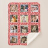 Paisley Pattern Red Custom 12 Family Photo Collage Sherpa Deken (Voorkant)