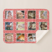 Paisley Pattern Red Custom 12 Family Photo Collage Sherpa Deken (Voorkant (horizontaal))