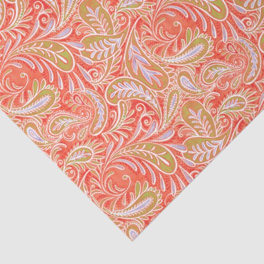 Paisley Pattern Red en Green Tissuepapier (Detail)