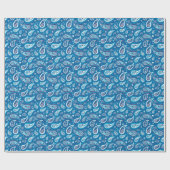 Paisley Pattern Retro Sapphire Blue Cadeaupapier (Vlak)
