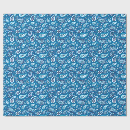 Paisley Pattern Retro Sapphire Blue Cadeaupapier (Vlak)