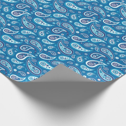 Paisley Pattern Retro Sapphire Blue Cadeaupapier (Hoek)