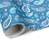 Paisley Pattern Retro Sapphire Blue Cadeaupapier (Rol Hoek)