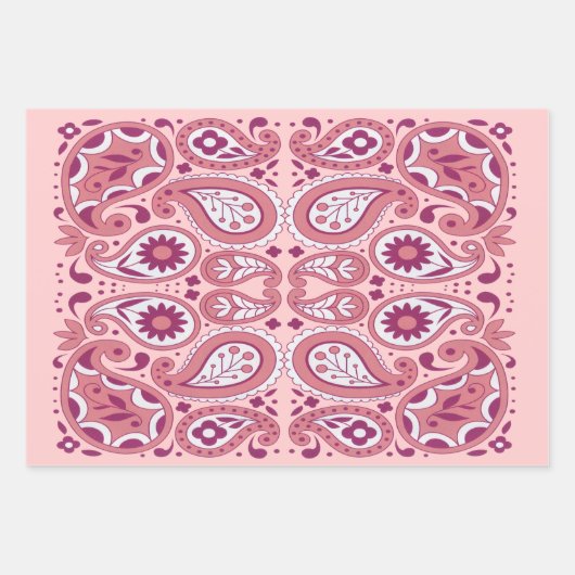  Paisley Pattern-schaduwen van roze witte ventilat Inpakpapier Vel (Voorkant 2)