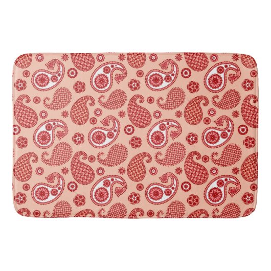 Paisley Pattern, Shades of Coral Oranje Badmat (Voorkant)