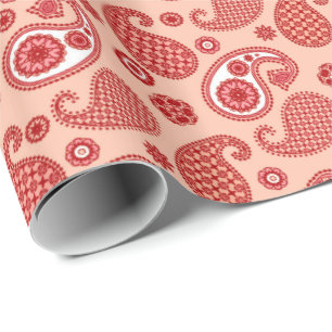 Paisley Pattern, Shades of Coral Oranje Cadeaupapier