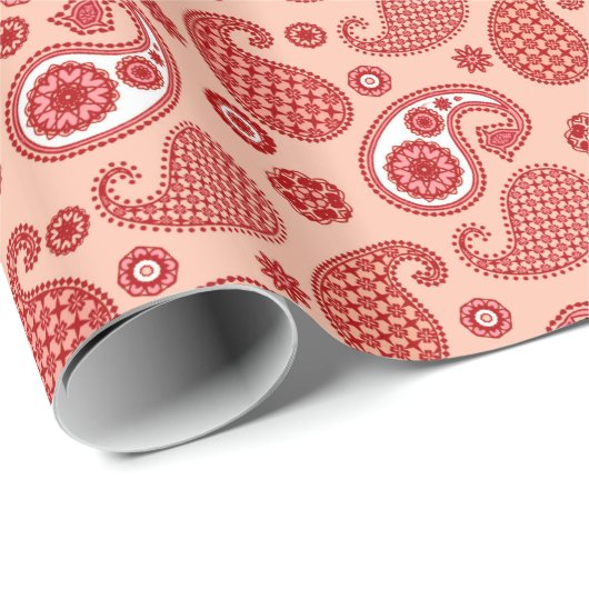 Paisley Pattern, Shades of Coral Oranje Cadeaupapier (Rol Hoek)