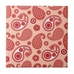 Paisley Pattern, Shades of Coral Oranje Tegeltje