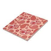 Paisley Pattern, Shades of Coral Oranje Tegeltje (Zijkant)