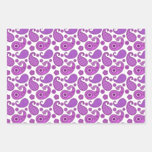 Paisley Pattern, Shades of Orchid en Paars Inpakpapier Vel (Voorkant 2)